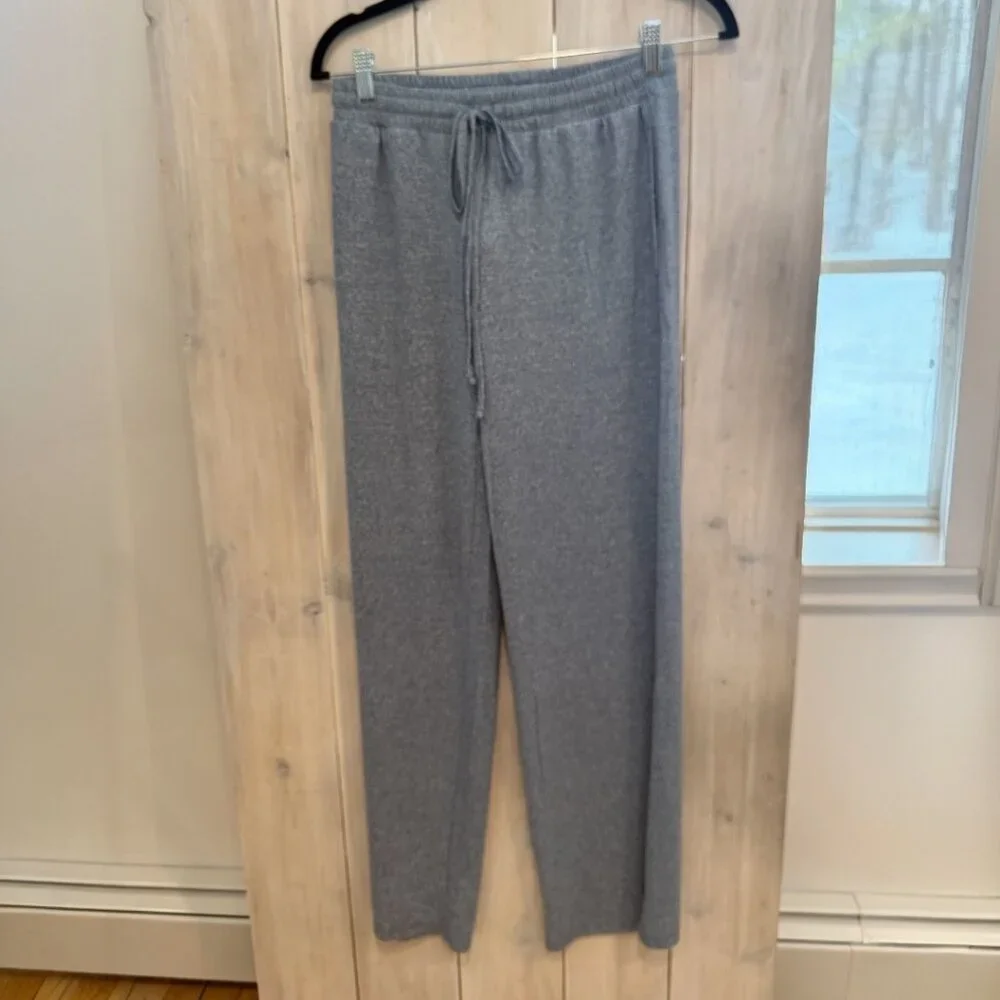 Zenana Soft Melange Hacci Long Sleeve Tee and Joggers Set NEW Dusty Blue/Large